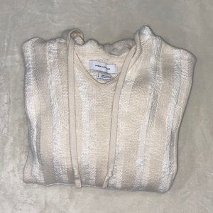 urban outfitters cream and white hooded sweater